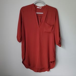 Lush 3/4 sleeve tunic xsmall rust